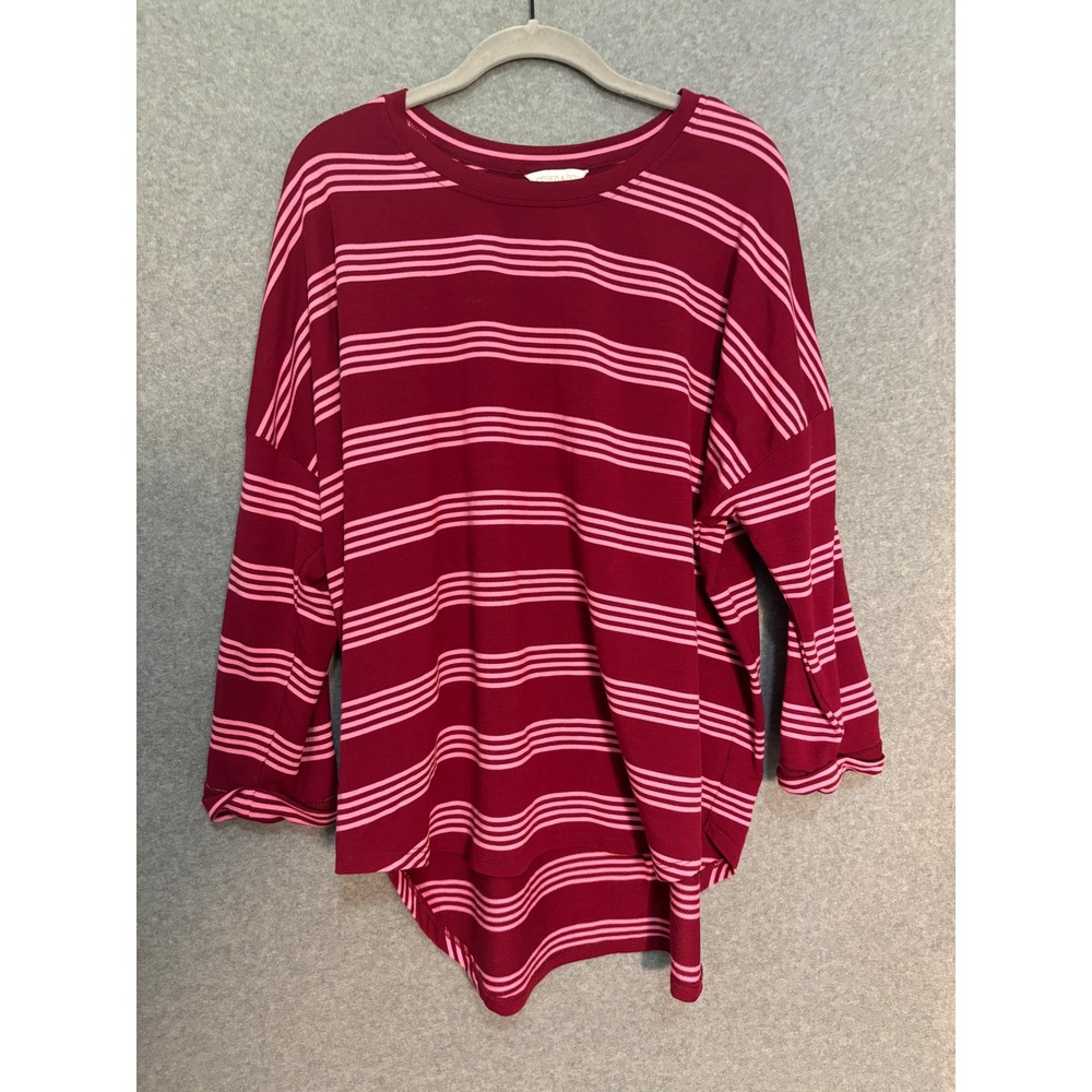 Crown & Ivy Berry Striped Tunic Top Women's XXL Oversized Preppy Coastal